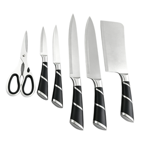 Ensemble de couverts de cuisine OEM ODM 7 pièces, manche noir antidérapant, acier inoxydable, avec ciseaux - Product Image 2