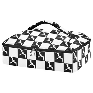 Sac Isotherme Portable à Poignée pour Plats Chauds, Motif Hawaïen à Carreaux, Design Personnalisé Iwa Birds, Idéal pour Pique-niques, Barbecues et Fêtes en Plein Air - Product Image 1