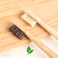 Brosse à dents en poils de cheval naturels biodégradables personnalisée BSCI, manche lisse et arrondi, brosse à dents en bambou biologique avec poignée pour adulte