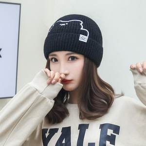 Women's Winter Knitted Beanie Hat Orange Cartoon Bear Design Warm Windproof For Students 56-58cm Head Circumference - Product Image 4