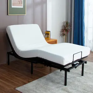 Tecforcare Comfort Upholstered Adjustable Bed Base with Massage, Wireless Remote