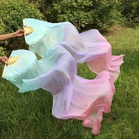 Éventail de danse en soie de bambou à dégradé de trois couleurs, ruban de danse Yangko, écologique, pour le Nouvel An chinois et les fêtes de Noël