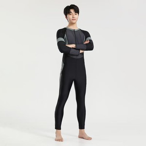 Maillot de <span class=keywords><strong>bain</strong></span> une pièce complet pour <span class=keywords><strong>homme</strong></span> de <span class=keywords><strong>grande</strong></span> <span class=keywords><strong>taille</strong></span> pantalon long combinaison d'été sexy crème solaire à manches longues respirant motif solide - Product Image 3