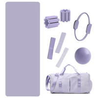 Kit de fitness personnalisé avec logo : poids de cheville en silicone, ballon de yoga, tapis de yoga, bande de résistance, cercle de yoga, anneau de Pilates