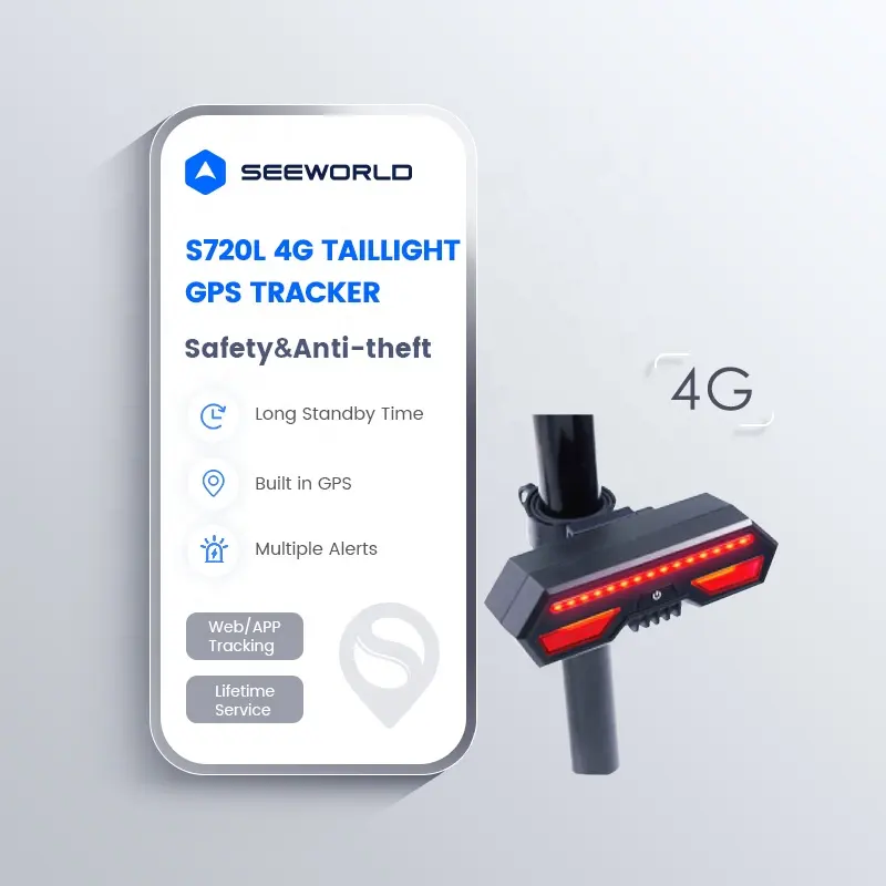 Seeworld Lte 4G Taillght Fiets Gps Tracker Voor Fiets E-Scooter Ebike Real Time Tracking