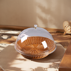 سلة تخزين صغيرة مستطيلة الشكل مقاس <span class=keywords><strong>M</strong></span> مزودة بغطاء من البلاستيك المنسوج المصنوع من الخيزران الطبيعي صديق البيئة تصلح للمطبخ تصلح للأطعمة والفاكهة والخبز - Product Image 3