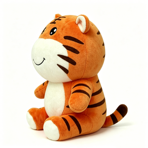 Peluche de tigre personalizado con cara redonda y gorda, peluche de tigre sonriente de dibujos animados, suave y esponjoso, lindo peluche de tigre con rayas. - Product Image 3