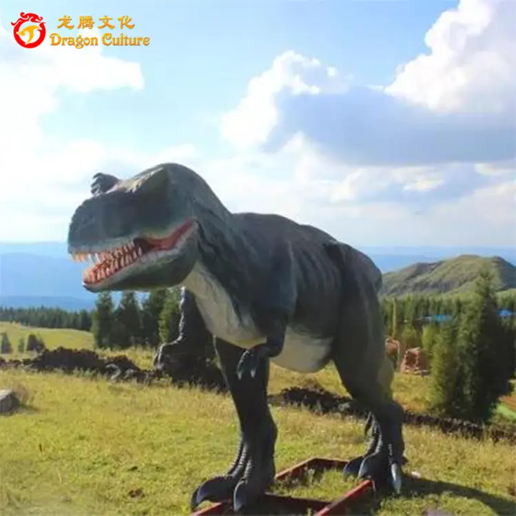 Statue de dinosaure t-rex, taille de vie, parc d'attractions