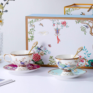 Tasses et soucoupes à café en porcelaine fine de style européen, luxe léger, haut de gamme et exquises, pour service à l'heure du thé à la maison - Product Image 2