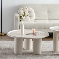 Table basse ronde de style nordique, couleur crème, table d'angle pour salon