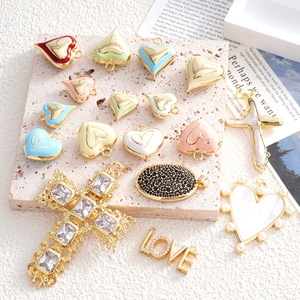 Heart Shape Alloy DIY Jewelry Pendant For Earring Making Oil Dripping Copper Material With Cubic Zirconia 2024 Fall Yiwu Origin - Product Image 1