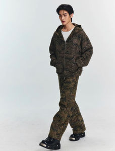 YUHCEN Top Quality Camouflage DTG-Druck Alle Diamond Zip Up Hunt Schwergewicht Cropped Boxy Zip Up <span class=keywords><strong>Camo</strong></span> Strass Hoodie - Product Image 4