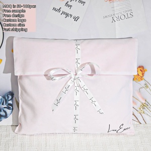 Custom Velvet Travel Makeup Bag With Ribbon <strong>Tie</strong> Double-Sided Satin Lining Suede Velvet <strong>Envelope</strong> Flap Gift Jewelry Dust Pouch - Product Image 5