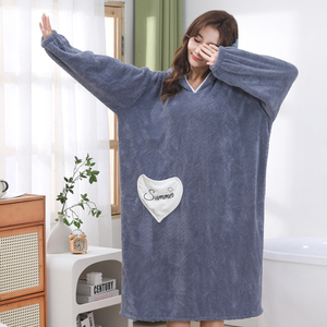 Khăn Tắm Bán Buôn Flannel Áo Choàng Áo Choàng Áo Choàng Phụ Nữ Sang Trọng Áo Choàng Tắm Dệt Kim Nổi Trùm Đầu Đêm Ngủ Quần Áo - Product Image 3