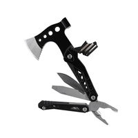 MQ048TR Mini hache multifonction pliable 15 en 1 économique pour l'extérieur, outil de survie dans la forêt de la jungle, pince, couteau, kit de tournevis