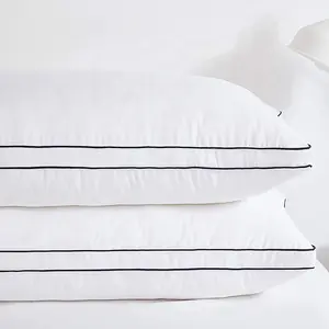 Almohadas de cama Firme Hotel de lujo Funda de almohada de algodón blanco Relleno de fibra Almohada de hotel para dormir