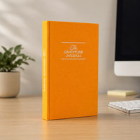 Journal classique gaufré A5, couverture rigide, orange, carnet de gratitude, papier épais 128 g/m², pour le bureau, cadeau