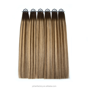 Extensions de cheveux humains russes Genius Weft, couleur blonde invisible, balayage, cuticules intactes et alignées - Product Image 1