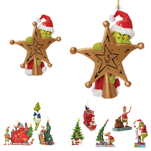 Décorations de Noël très vendues de haute qualité : Pendentifs monstre vert en acrylique, ornements suspendus en forme de poupée verte, accessoires. - Product Image 4