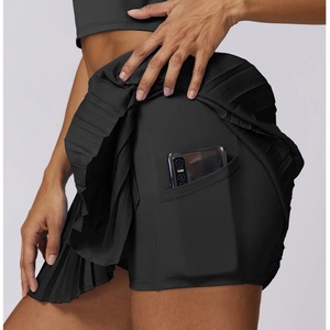 Custom Women's Golf Mini Shorts Mobile Phone Pocket High Waist Pleated Breathable Polyester/Nylon Tennis Sport Casual Shorts - Product Image 3