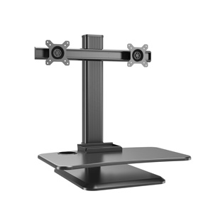 Supports V-mount ergonomiques autoportants réglables pour deux moniteurs avec porte-gobelet, inclinaison à 90°, 5 kg par écran, <span class=keywords><strong>VESA</strong></span> 75x75/100x100, en stock - Product Image 2