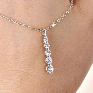 Drop Pendant Necklace 0.92 CT 14K Silver 5-Stone Pendant Romantic Trendy Jewelry Gift for <b>Wife</b> Mother Birthday - Product Image 6