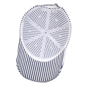 कस्टम 6 पैनल धारीदार असंरचित महिलाओं बेसबॉल टोपी टोपी - Product Image 6