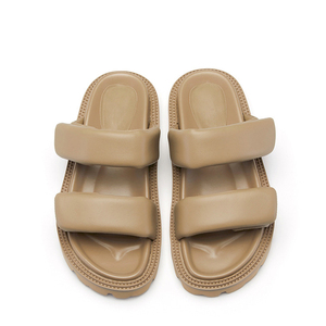 صندل نسائي مخصص مع شعار منزلق من الجلد الصناعي ، صنادل شاطئ ناعمة غير قابلة للانزلاق بنعل نعل قالب مكتنز ، أحذية - Product Image 2