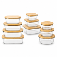 Lot de 3 ou 4 récipients en verre pour aliments, contenants en verre pour la préparation des repas avec couvercles anti-fuite