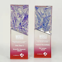Plaque en verre cristal arc-en-ciel découpée sur mesure pour les récompenses personnelles et la commémoration