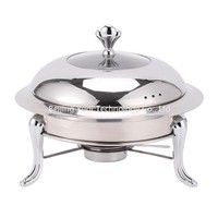 Recipiente para Calentar Comida con Tapa Visible Redonda Plateada de 4L, para Hoteles Pequeños, Cafeterías Occidentales y Servicios de Catering, Mini Calentador de Comida para Curry y Sopa