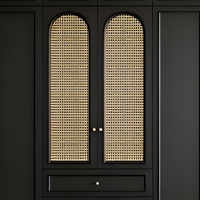 Armoire intégrée personnalisable grande capacité avec portes cintrées tissées et placard multi-portes style Shaker pour projets de villas