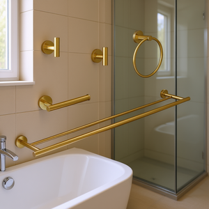 Ensemble de porte-serviettes double moderne à fixation murale en acier inoxydable 50-60 cm avec chauffage électrique, accessoire de salle de bain pour la maison - Product Image 2