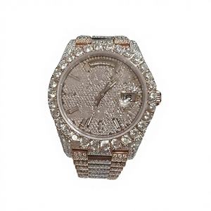 Reloj Hiphop Bling de Lujo con Acabado Iced Out Simulado VVS, Calidad Moissanite, Acero Inoxidable, Resistencia al Agua de 10 Bares - Product Image 1