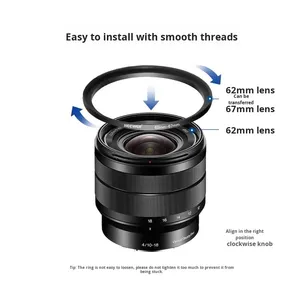 18 pièces <span class=keywords><strong>NEEWER</strong></span> 37-82 mm Anneaux adaptateurs de filtre d'objectif d'appareil photo en aluminium à filetage lisse, à conversion de taille (Step-Up/Step-Down), pour filtres UV/ND/Polarisant en photographie - Product Image 4