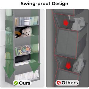 Over The Door Organizer 4 <b>Shelf</b> 6 Pockets Waterproof Polyester Storage Rack For Toys Baby Items Behind Door <b>Wall</b> <b>Mount</b> - Product Image 5