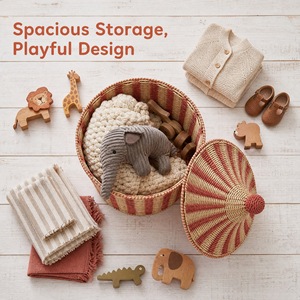 Handmade Paper <b>Rope</b> Woven <b>Storage</b> <b>Basket</b> Round 20-35L Circus Style Toy Organizer - Product Image 3