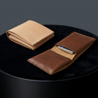Dompet Kulit Sapi Asli Jahitan Tangan Vintage Boshiho, Dompet Lipat Dua Kulit Nabati Tahan Lama, Banyak Slot Kartu, Kantong Uang Tunai