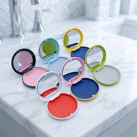 Boîte de rangement pour appareil dentaire en plastique de forme ronde avec logo personnalisé et miroir