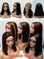 Peluca de Cabello Vietnamita Virgen 5*5 SDD Doble Trama Liso Extremo con Cutícula Alineada, Peluca Bob Corta SDD 250% Alta Densidad