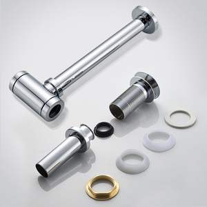 Kit de vidange de lavabo en acier chromé pour salle de bain, design moderne, écologique, anti-corrosion, siphon en P réglable, siphon de bouteille - Product Image 2