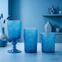 Verre à boire et gobelet en verre gaufré teinté sans plomb, motif paon vintage en relief, tasse colorée, vente en gros, directement de l'usine