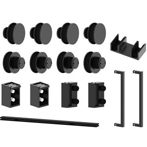 Dusche Cambridge Series Zweitüriges Bypass-Schiebe system Mattschwarz Doppels chiebe rahmenlose Glastür beschläge mit Rohr - Product Image 3