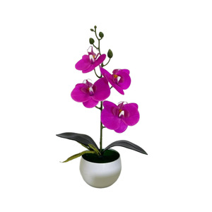 Orchidée Phalaenopsis Artificielle Paulon en Pot Rond de 30 cm – Décoration de Bureau Rose, Blanc, Jaune, Violet pour Intérieur et Extérieur - Product Image 5