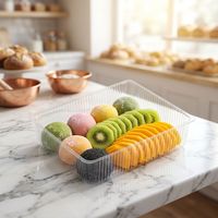 Boîte d'emballage rectangulaire en PET transparent pour fruits, conteneur jetable pour salades, plateau intérieur transparent de qualité alimentaire pour baies et fraises