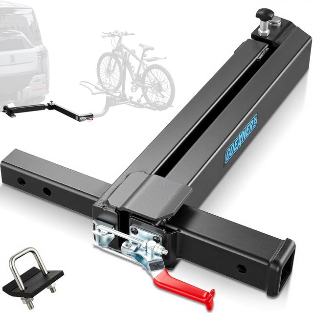 Swing Away Hitch Adapter 2" Receiver 0-180 Swinging Bike Rack Extension Arm 250 LBS Capacity Hitch Mount Alloy Steel Carrier