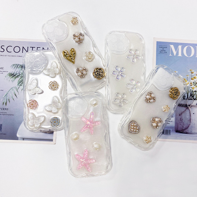 Flower Butterfly Epoxy Glitter Luxury TPU Shockproof Women's Korean INS Style Mobile Phone Case for 17 Pro Plus Max