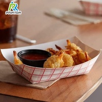 Imprimable papier kraft jetable résistant à l'huile, boîte à snack pour frites, emballage alimentaire, plateau pour bateau