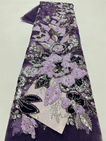 Tissu en tulle perlé avec sequins NI.AI pour robe de mariée, robe de soirée, robes africaines Asoebi