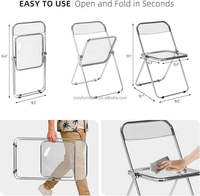 Chaises de salle à manger pliantes en acrylique modernes, portables, réglables en hauteur, populaires et bon marché pour appartement et mobilier de maison - Vente en gros
